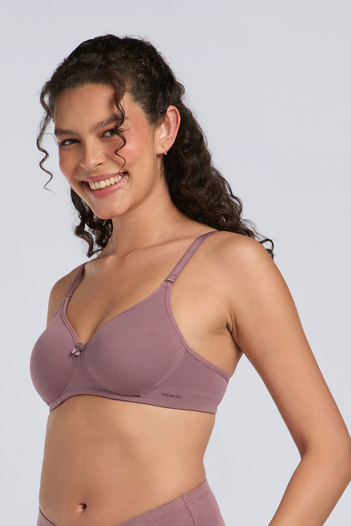 Amante Solid Padded Wirefree Smooth Comfort T-Shirt Bra - Wistful Mauve — image 2